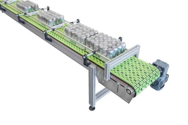 Convoyeur modulaire droit équipé de tapis à galets